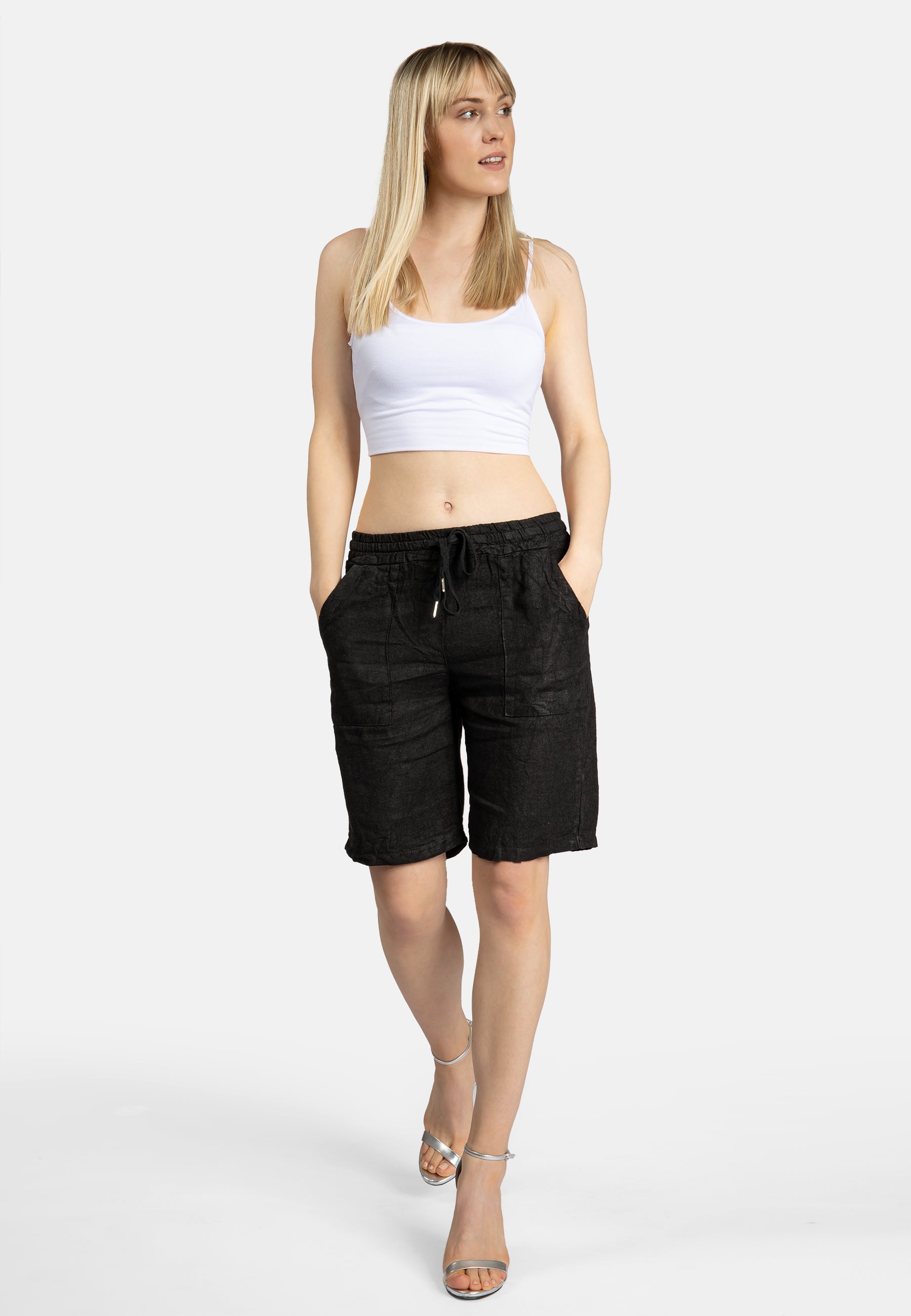 caspar-leinenshorts-no-010-knielange-damen-relax-fit-shorts image 6