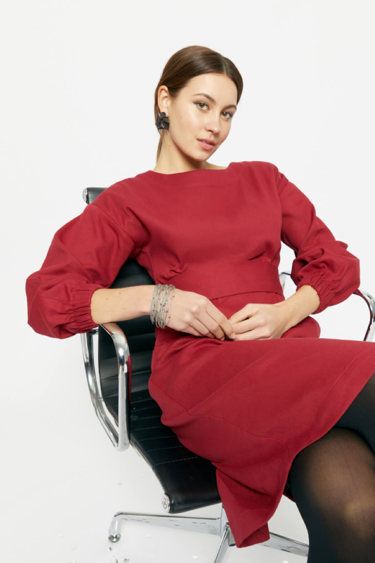 ayani-stefanie-winterkleid-mit-kimono-g-rtel-in-red-bordo image 2