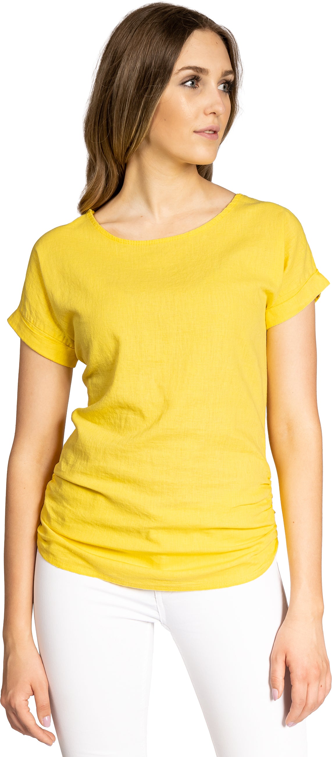 caspar-bluse-no-027-leinen-viskose-shirtbluse-mit-raffung image 5