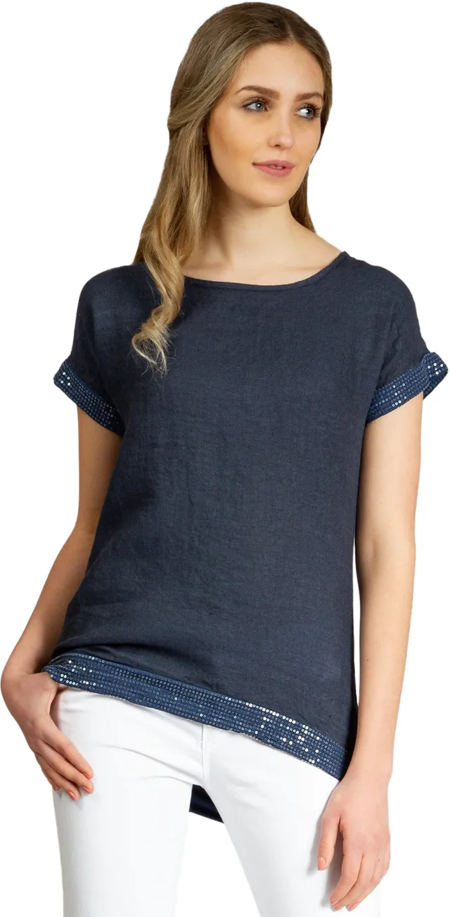 caspar-bluse-no-022-damen-shirtbluse-leinen-viskose-mit-pailletten image 1