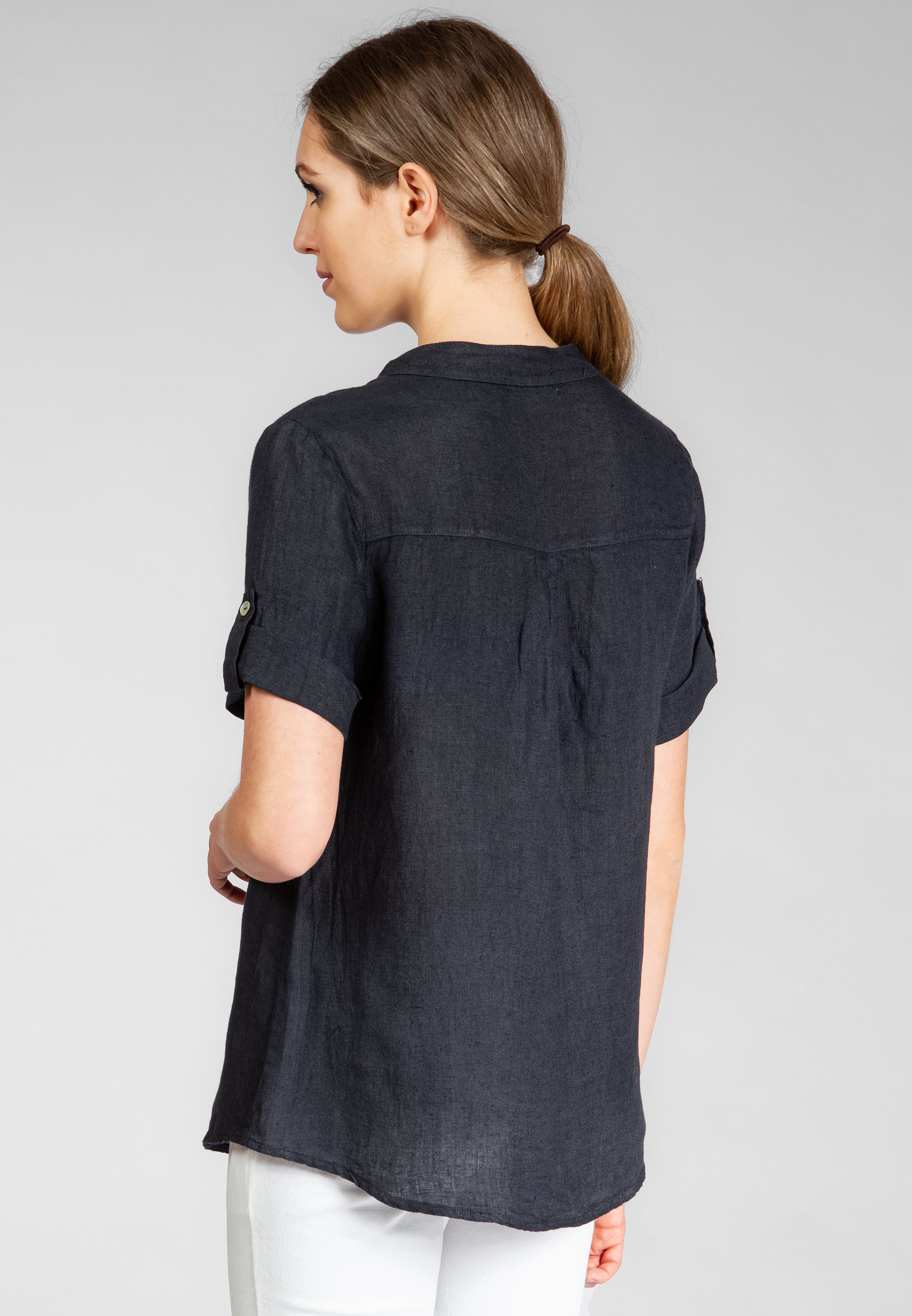 caspar-bluse-no-024-leinen-shirtbluse-mit-v-ausschnitt image 4