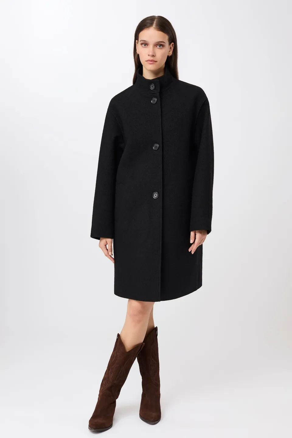 langerchen-kurzer-mantel-aus-walk-mit-membran-black image 1