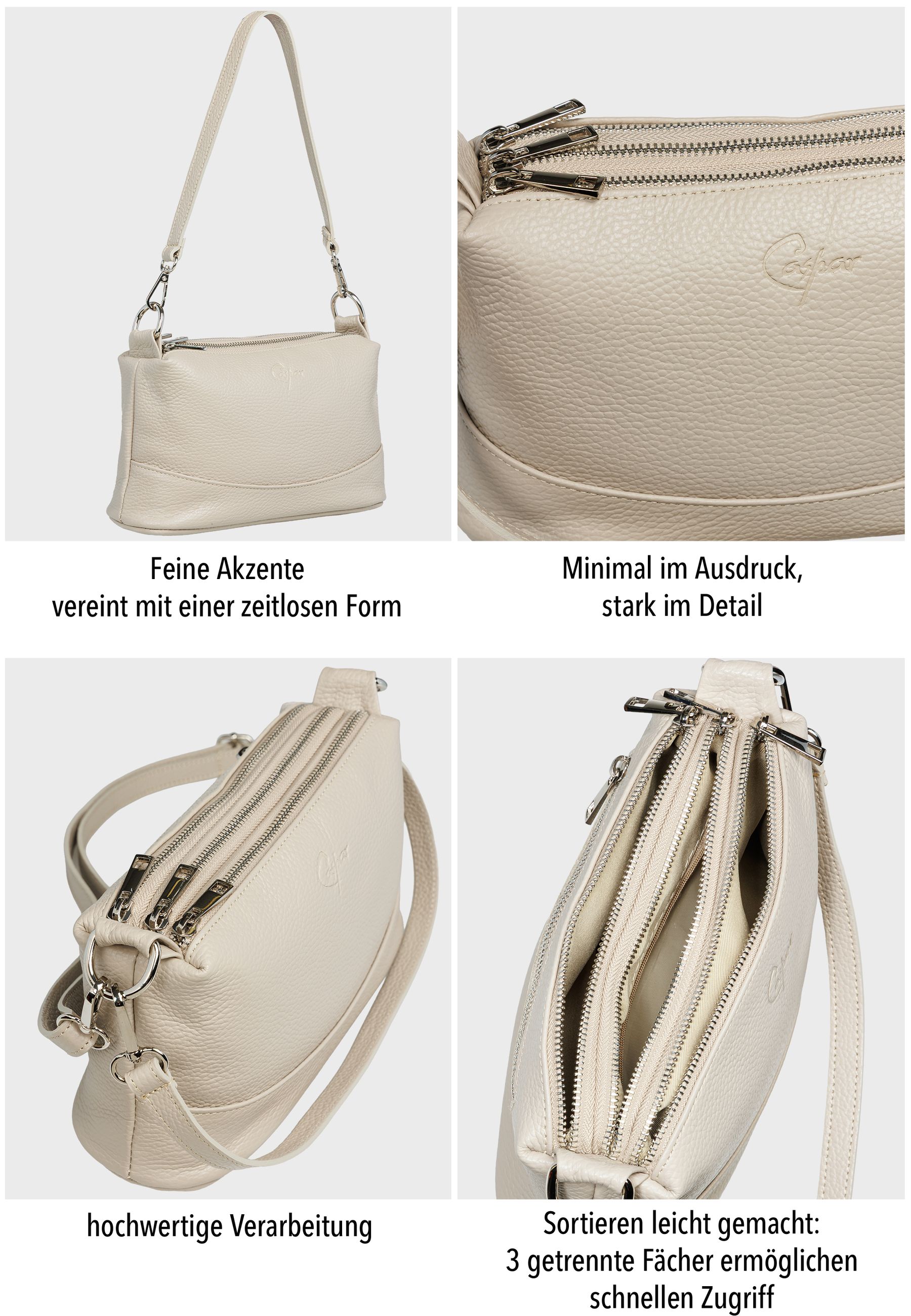caspar-crossbody-no-860-damen-echtleder-tasche-2-gurt image 4