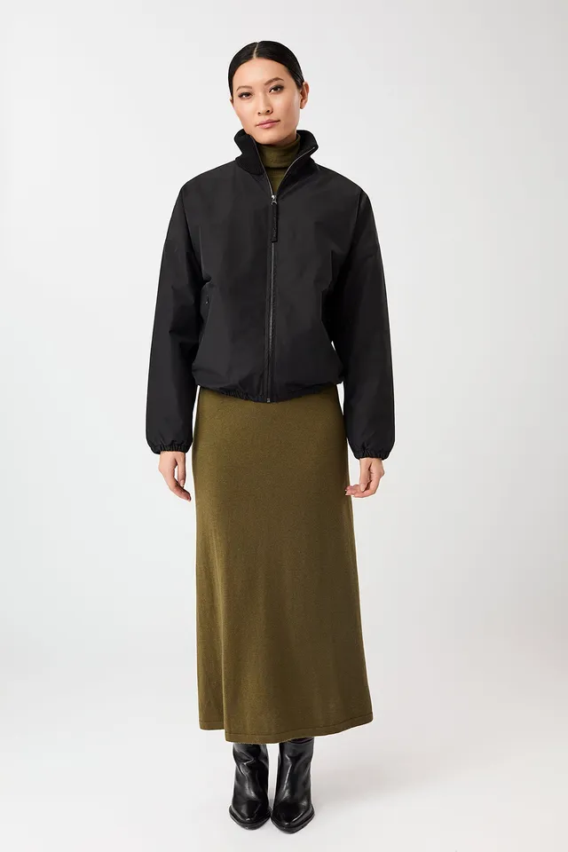 langerchen-wattierter-blouson-mit-rippenkragen-black image 1