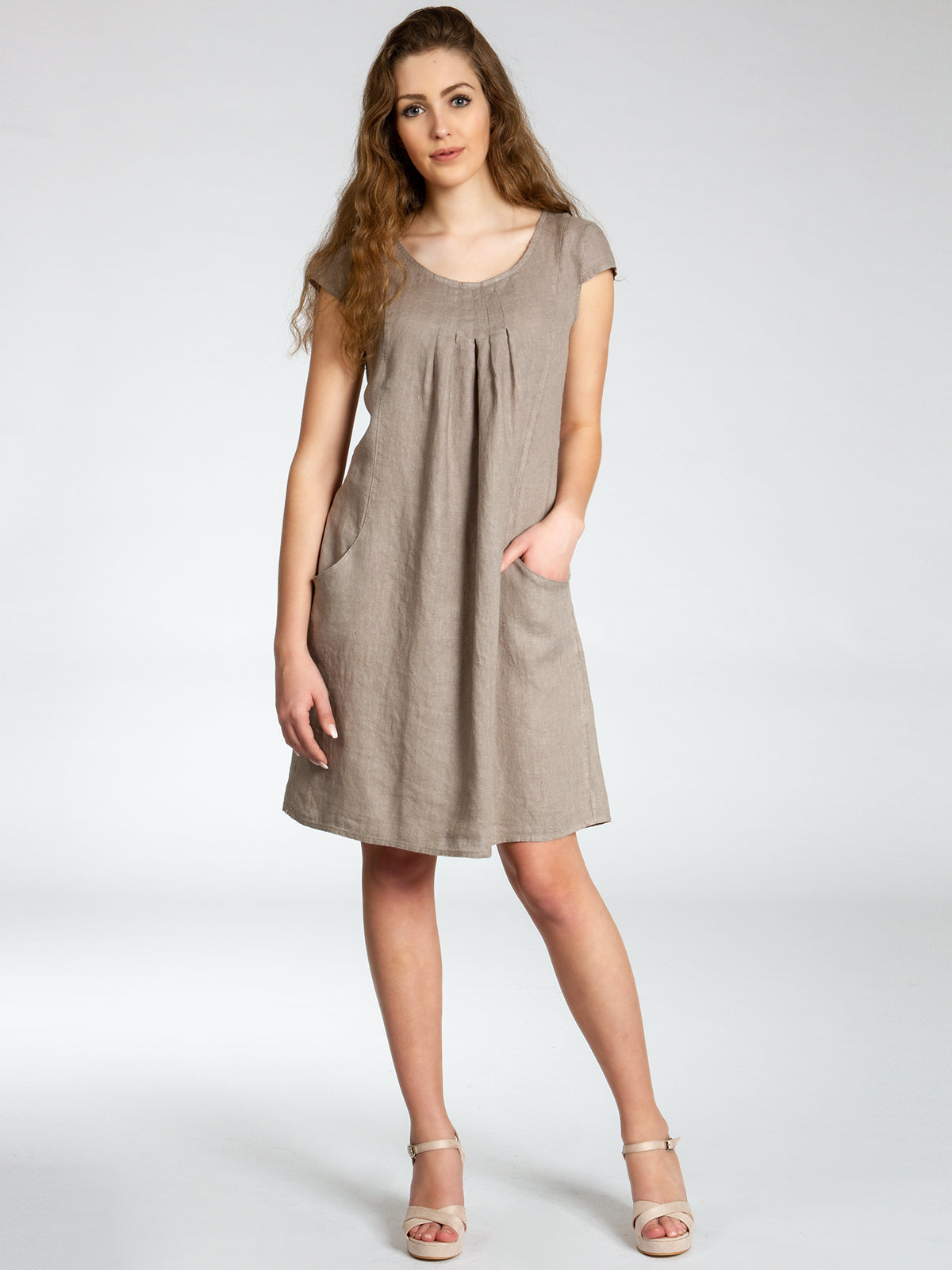 caspar-skl025-leinenkleid-knielang-100-leinen-damen image 2
