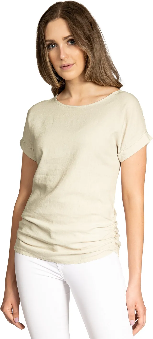 caspar-bluse-no-027-leinen-viskose-shirtbluse-mit-raffung image 1