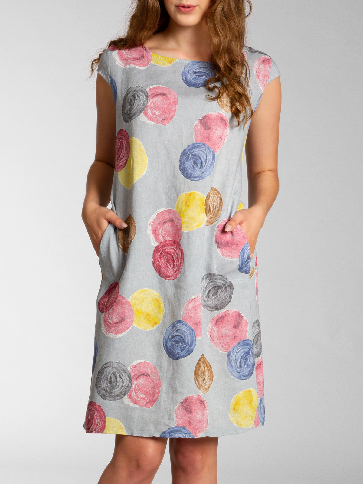 caspar-leinenkleid-no-033-sommerkleid-punkte-muster-knielang image 7