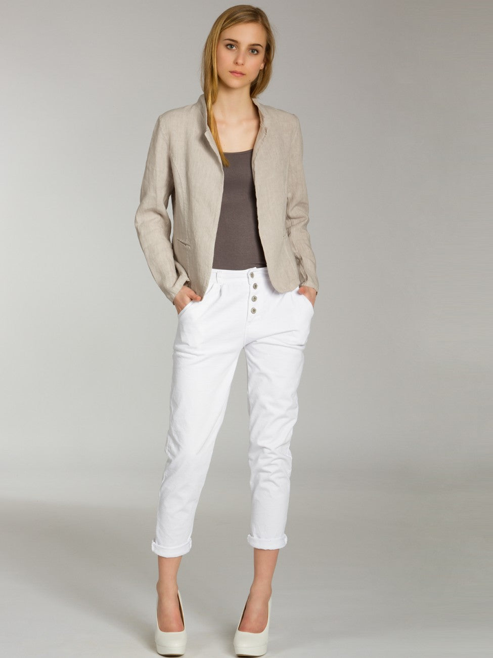 caspar-blazer-no-004-damen-leinenblazer-leicht-tailliert image 8