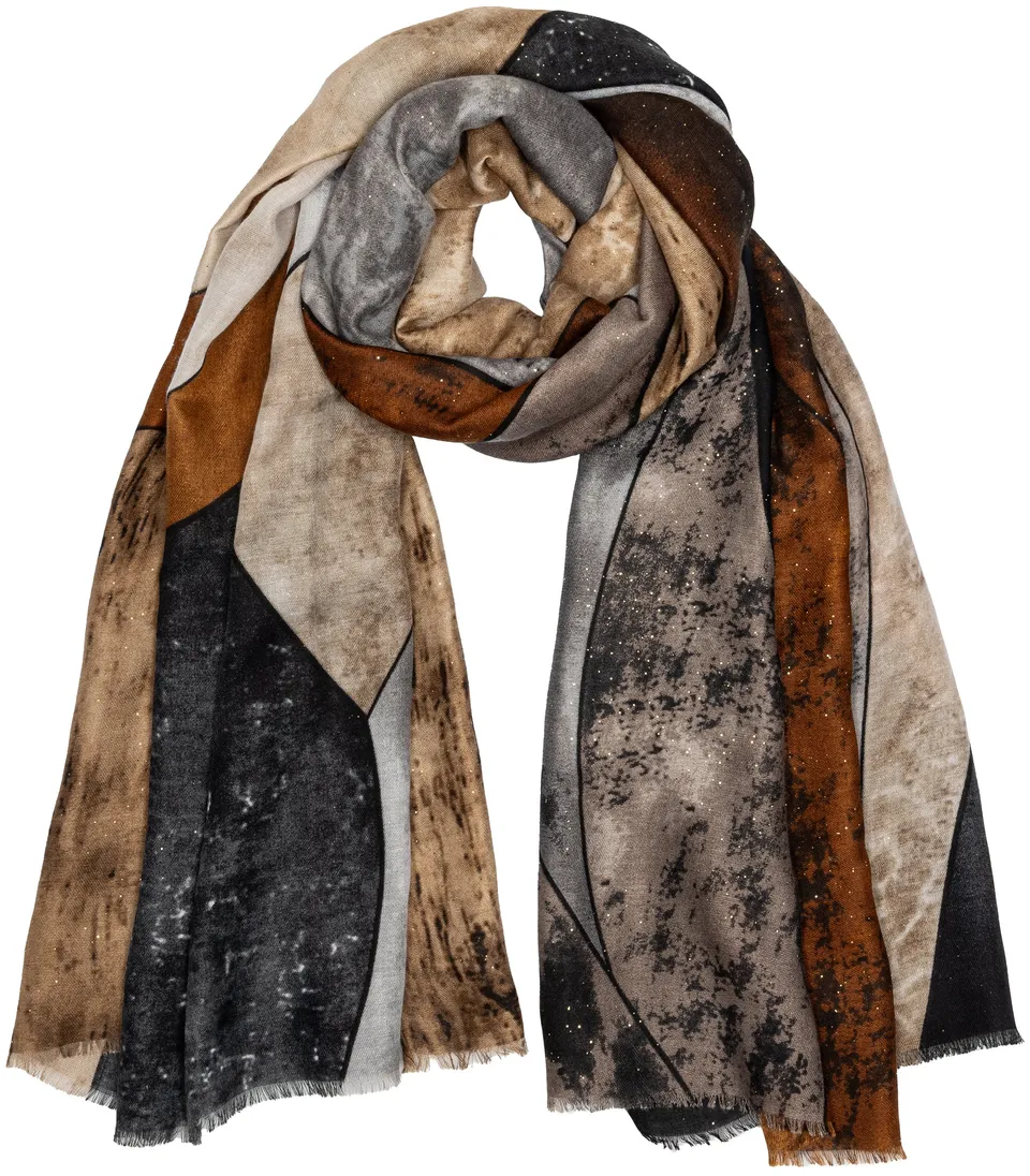 caspar-schal-no-518-damen-schal-aquarell-print-gold-180x85-cm image 1