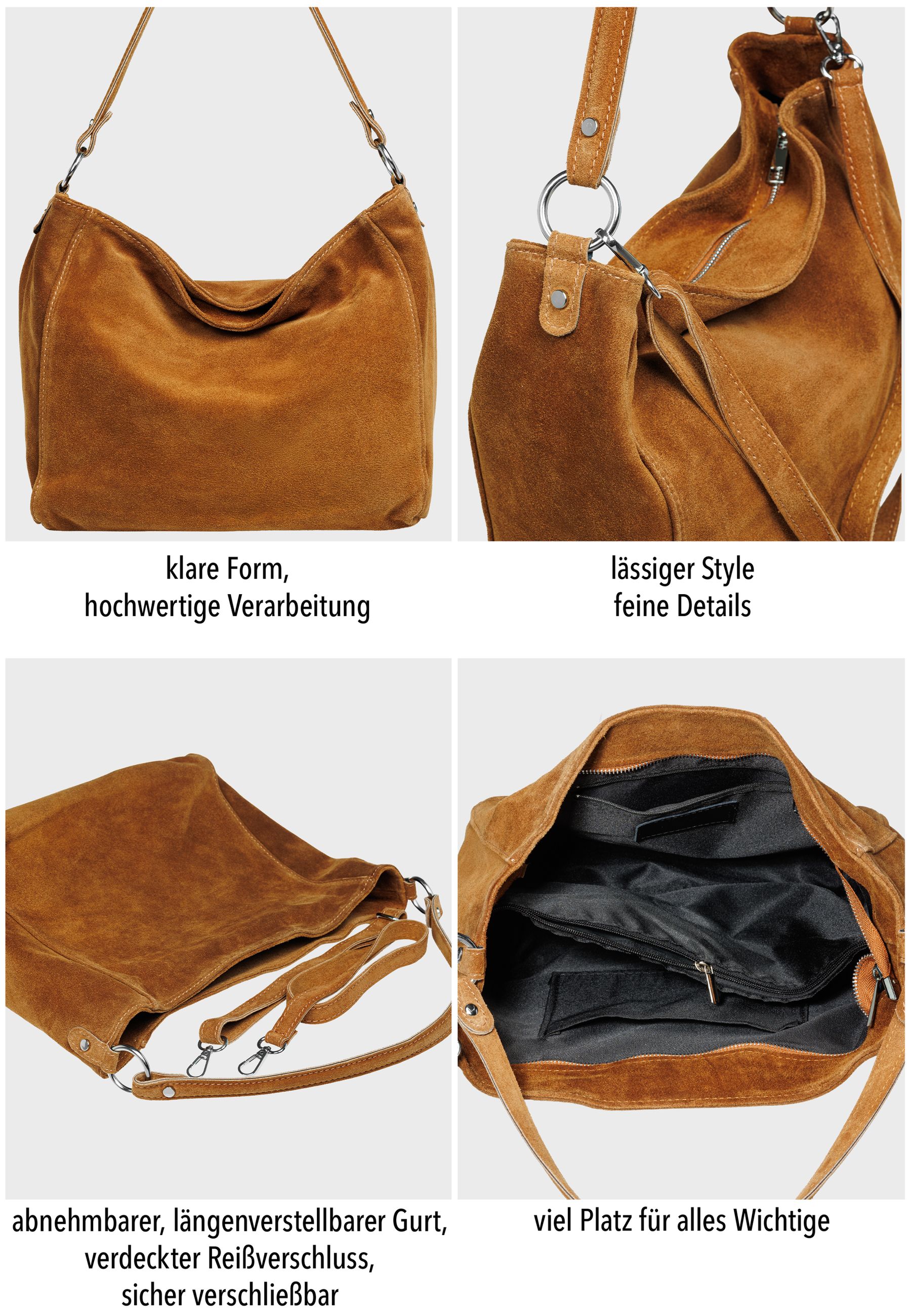 caspar-no-866-wildleder-handtasche-damen-schultertasche-made-in-italy image 5