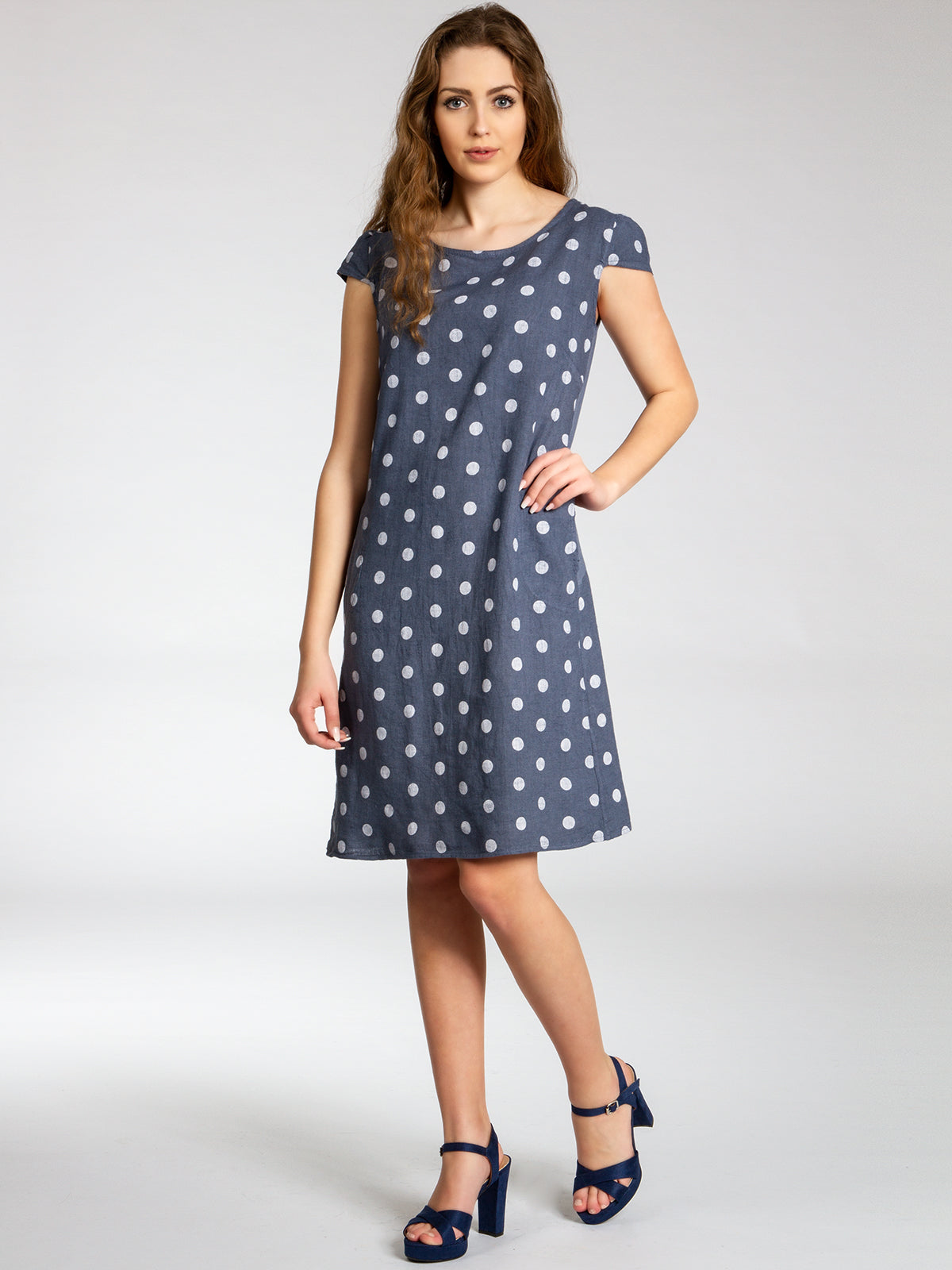 caspar-leinenkleid-no-024-damen-sommerkleid-mit-retro-punkten image 2