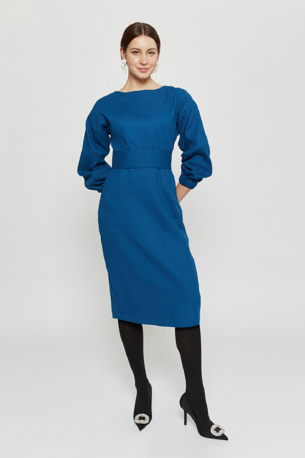 ayani-stefanie-winterkleid-mit-kimono-g-rtel-in-petrol-blau image 6