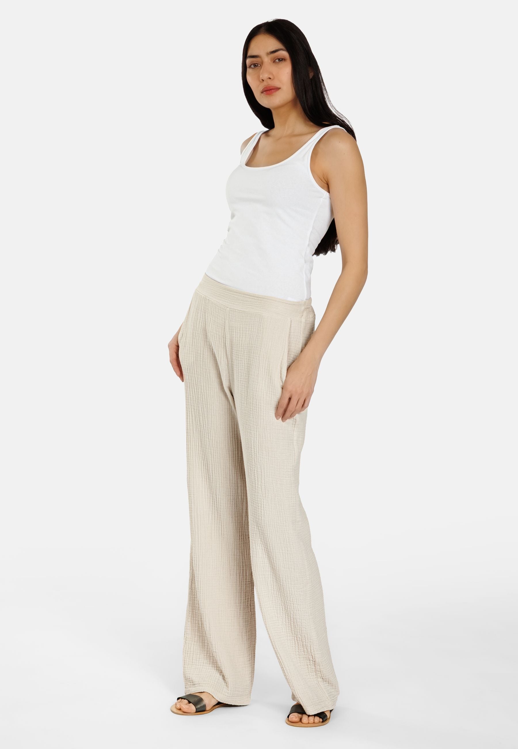 caspar-khs055-damen-musselin-hose-sommer-aus-baumwolle image 2