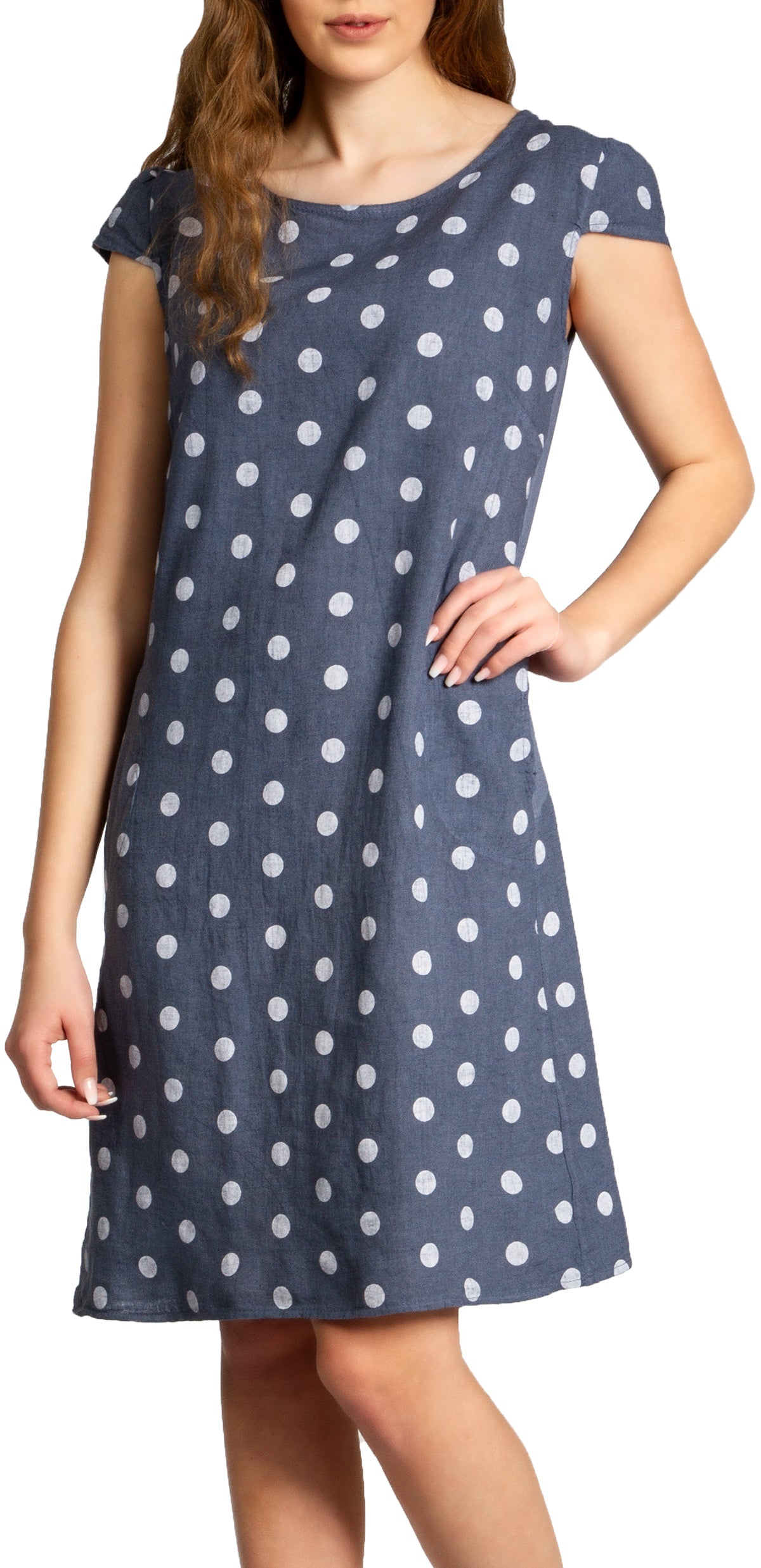 caspar-leinenkleid-no-024-damen-sommerkleid-mit-retro-punkten image 1