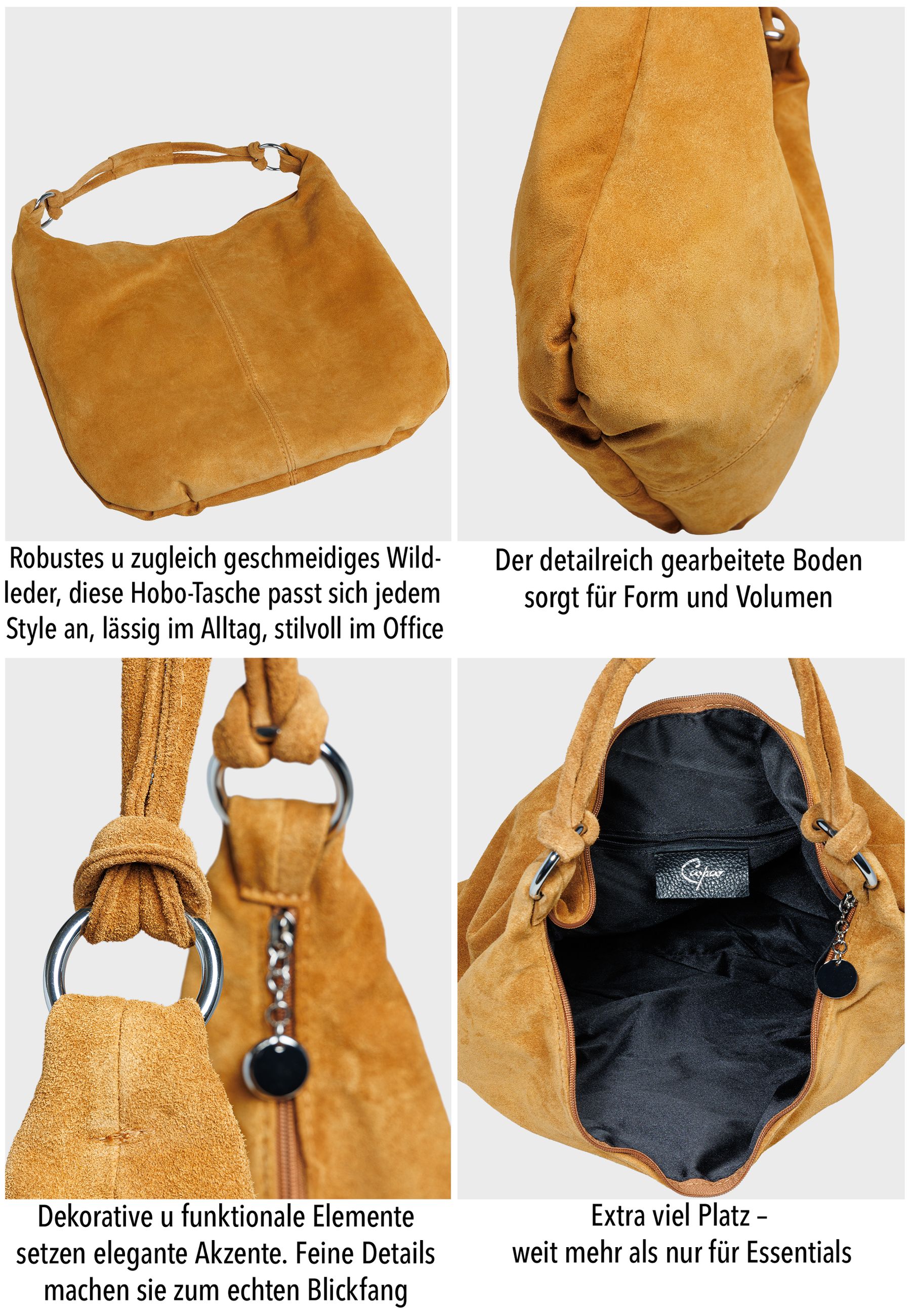caspar-hobo-bag-no-841-damen-schultertasche-aus-veloursleder image 5