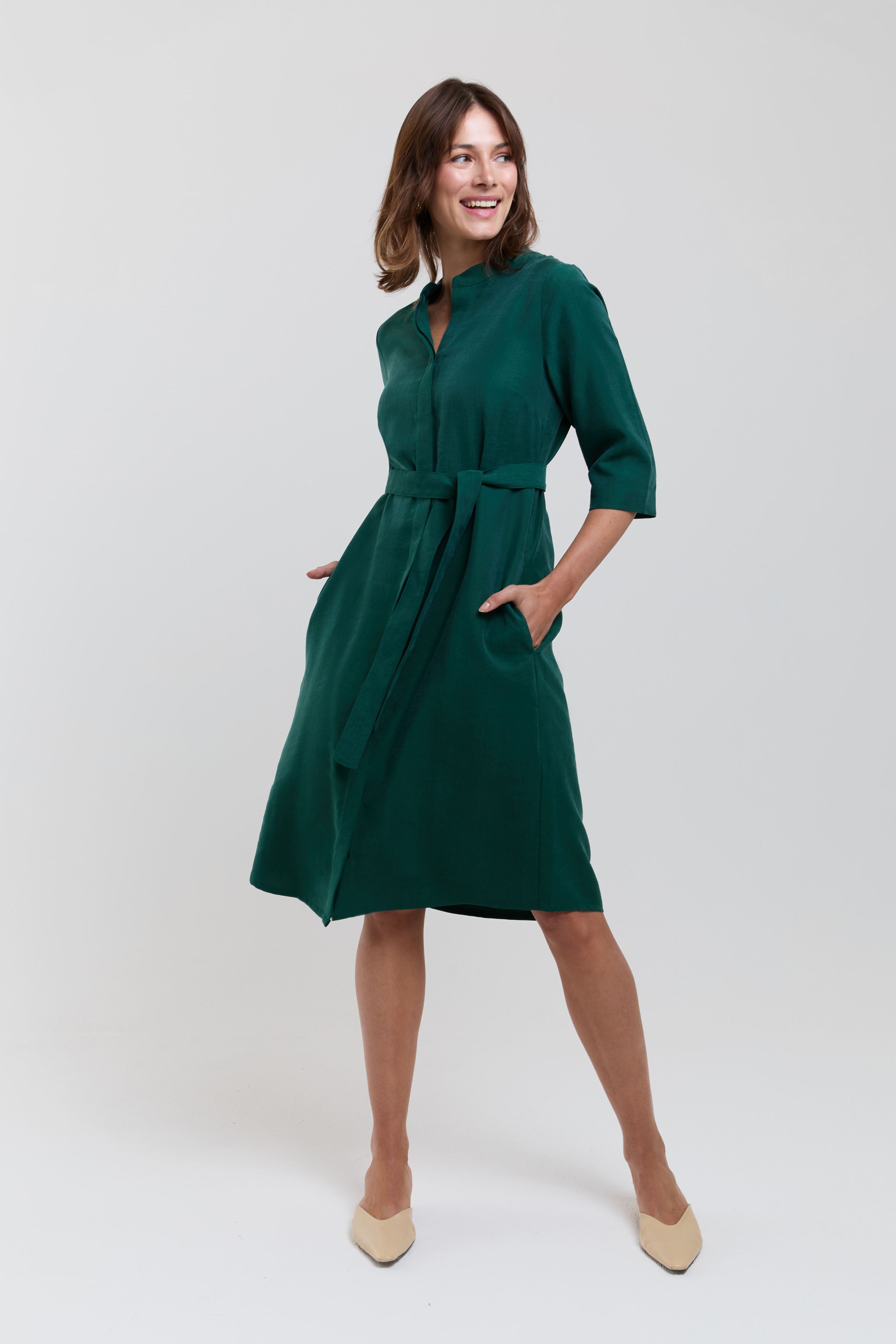 ayani-anne-shirt-dress-in-forest-green image 3