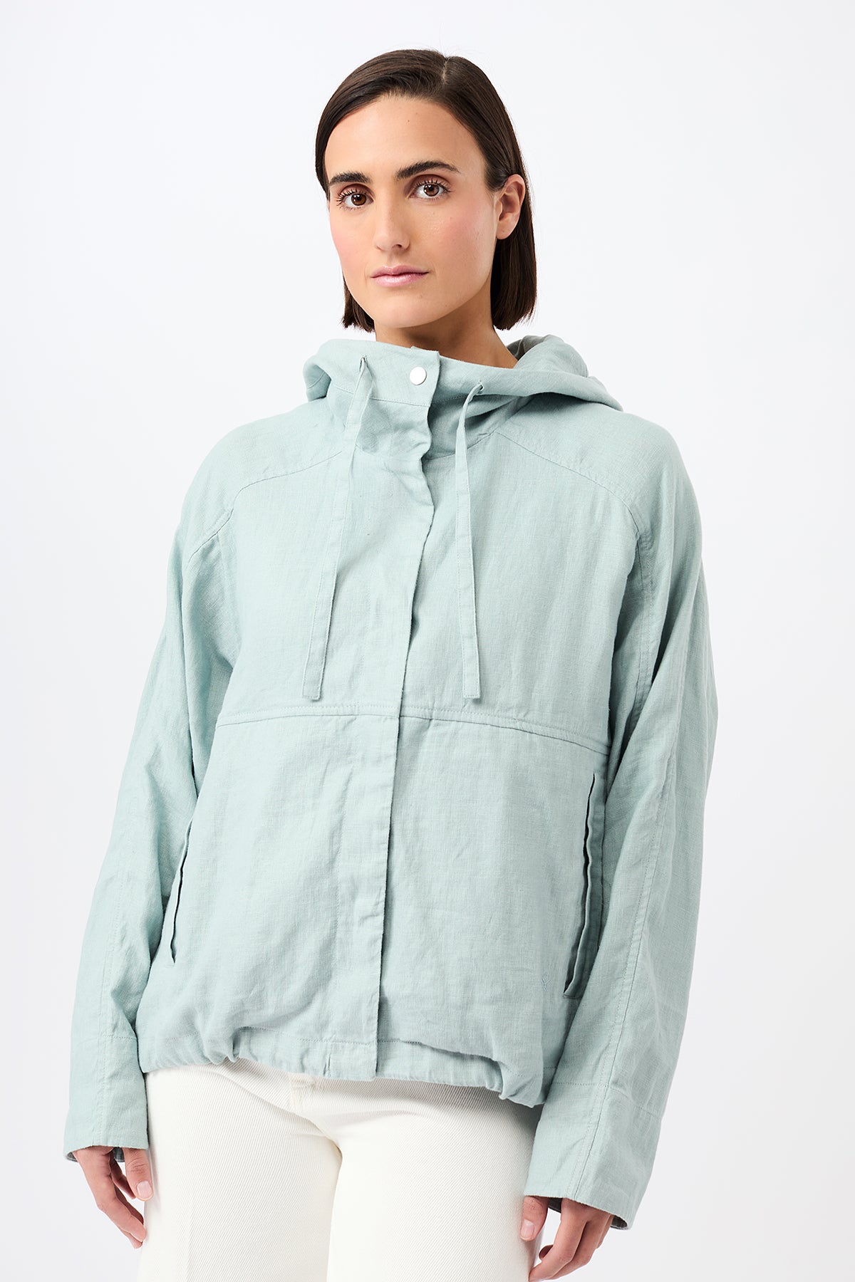 langerchen-flow-lockere-jacke-mit-kordelzug-kapuze-kurze-leinenjacke image 1