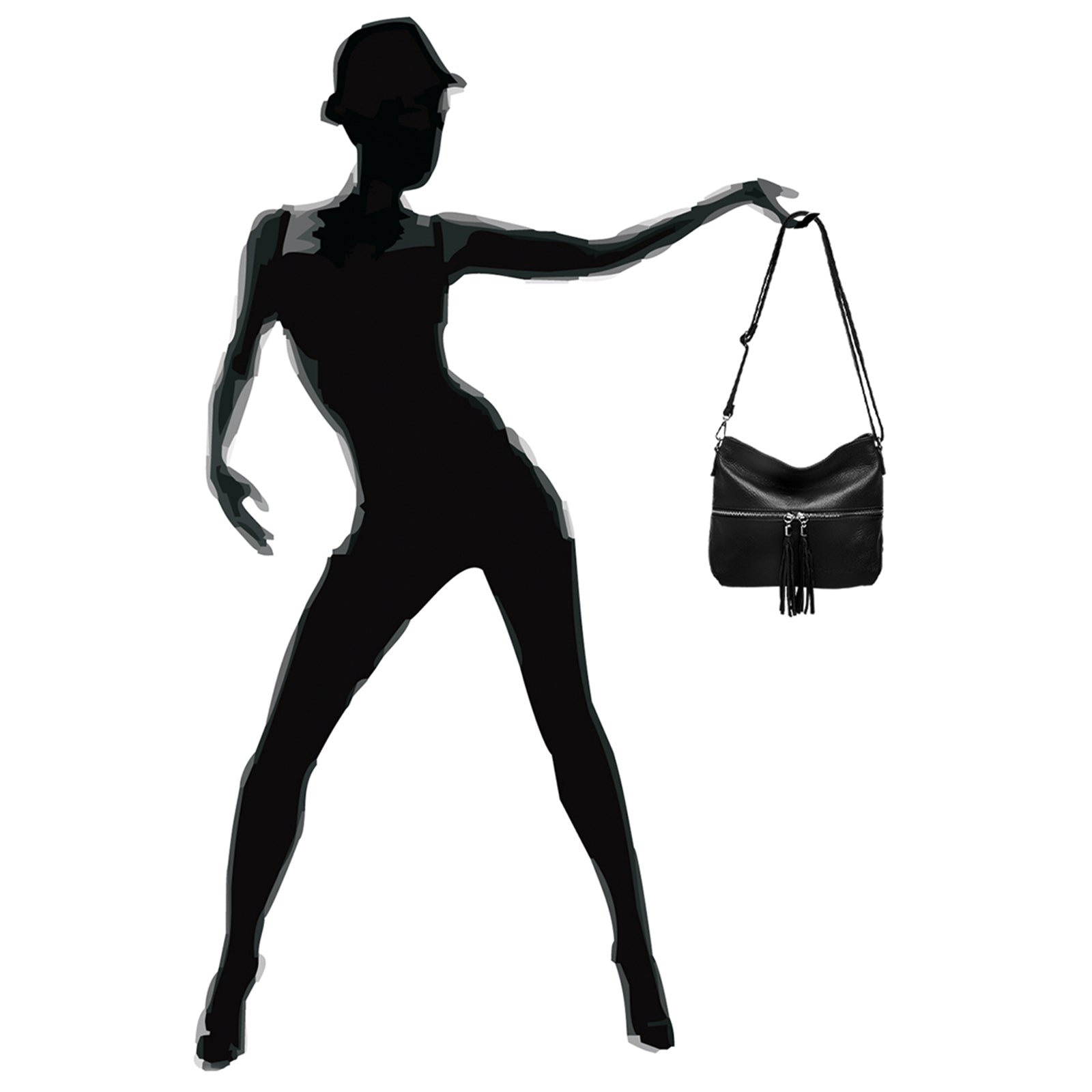 caspar-crossbody-no-784-damen-leder-umh-ngetasche-mit-3-f-chern image 6