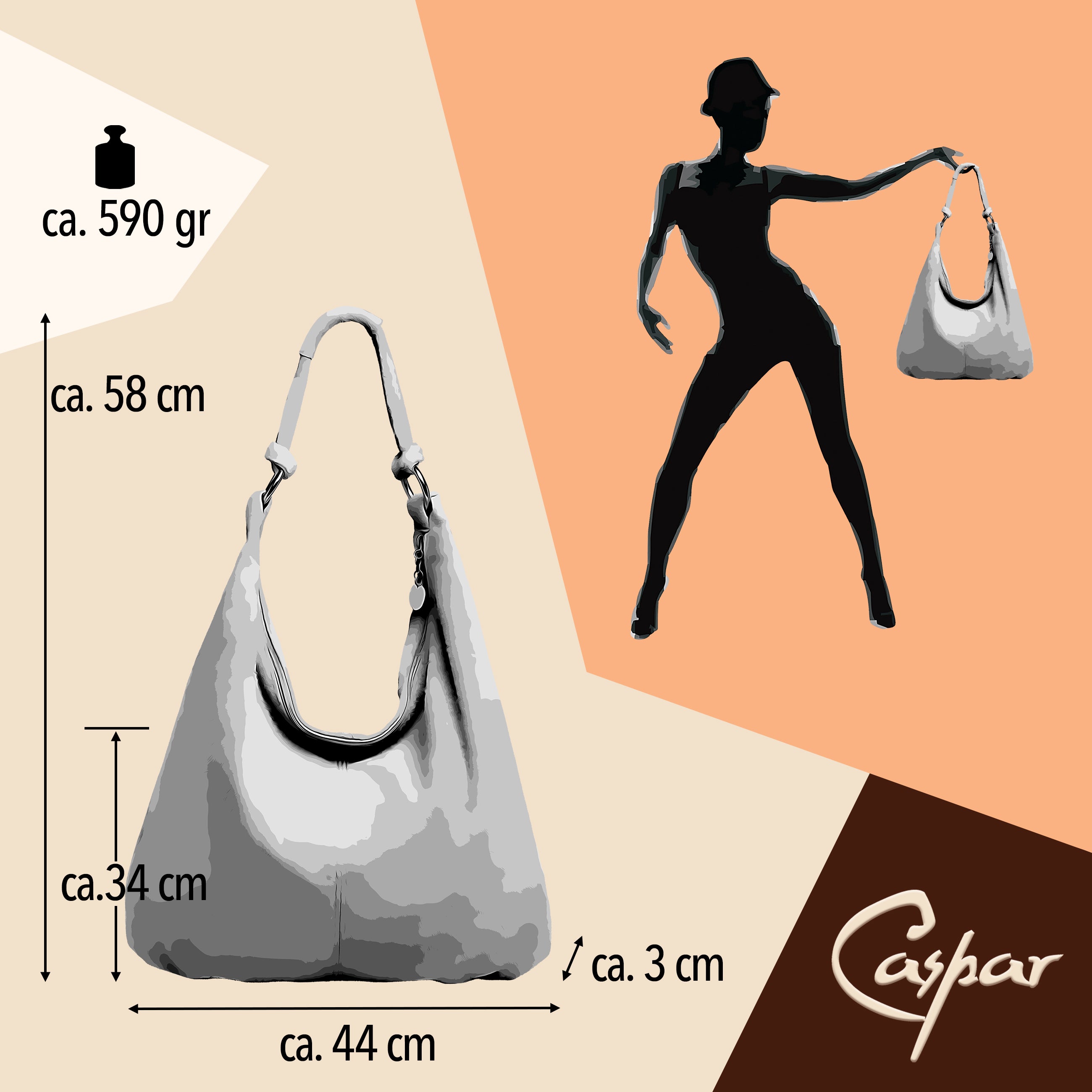 caspar-hobo-bag-no-841-damen-schultertasche-aus-veloursleder image 6