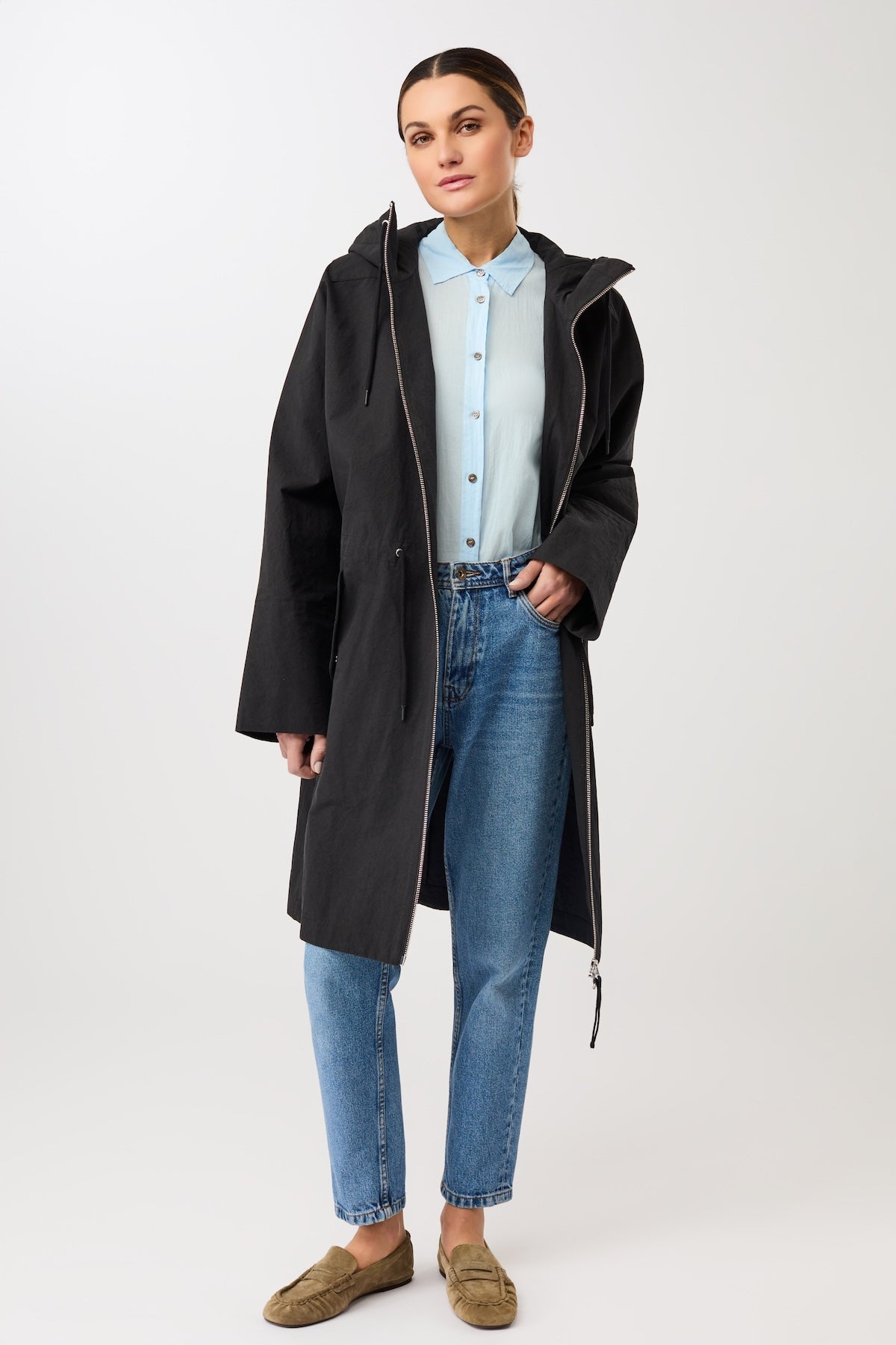 langerchen-langer-parka-mit-druckkn-pfen-und-rmelaufschlag-parka-black image 3