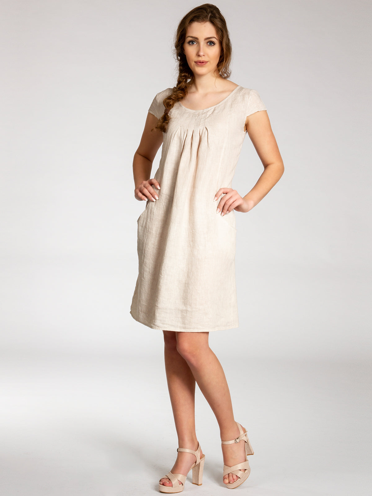 caspar-skl025-leinenkleid-knielang-100-leinen-damen image 7