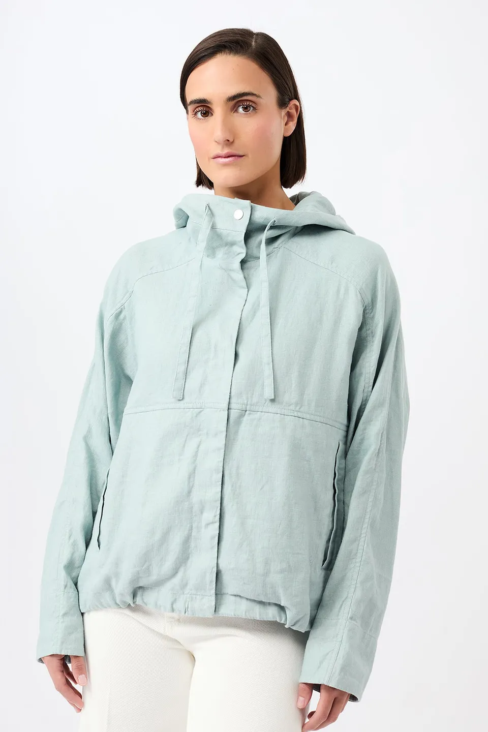 langerchen-flow-lockere-jacke-mit-kordelzug-kapuze-kurze-leinenjacke image 1