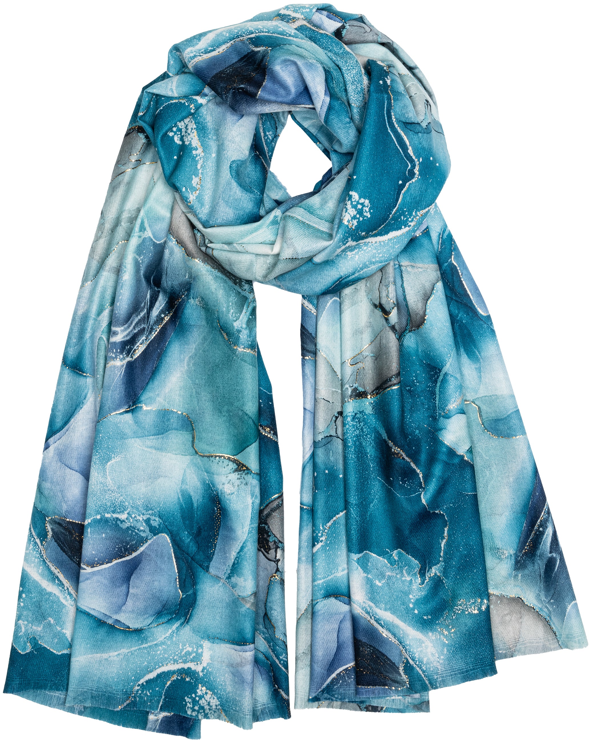 caspar-schal-no-515-xl-aquarell-print-mit-gold-200-x-75-cm image 7