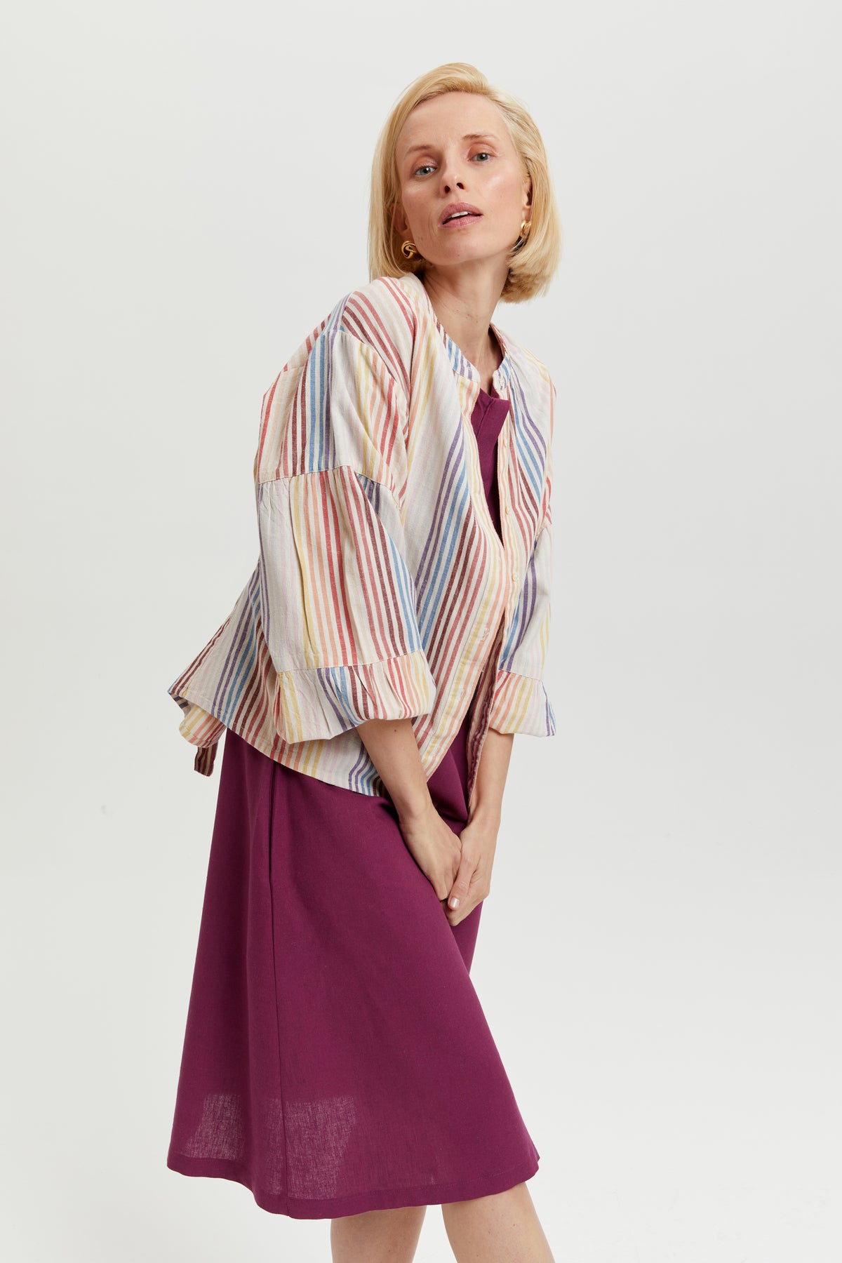 ayani-lusin-midi-leinenkleid-mit-knopfleiste-in-lila image 7