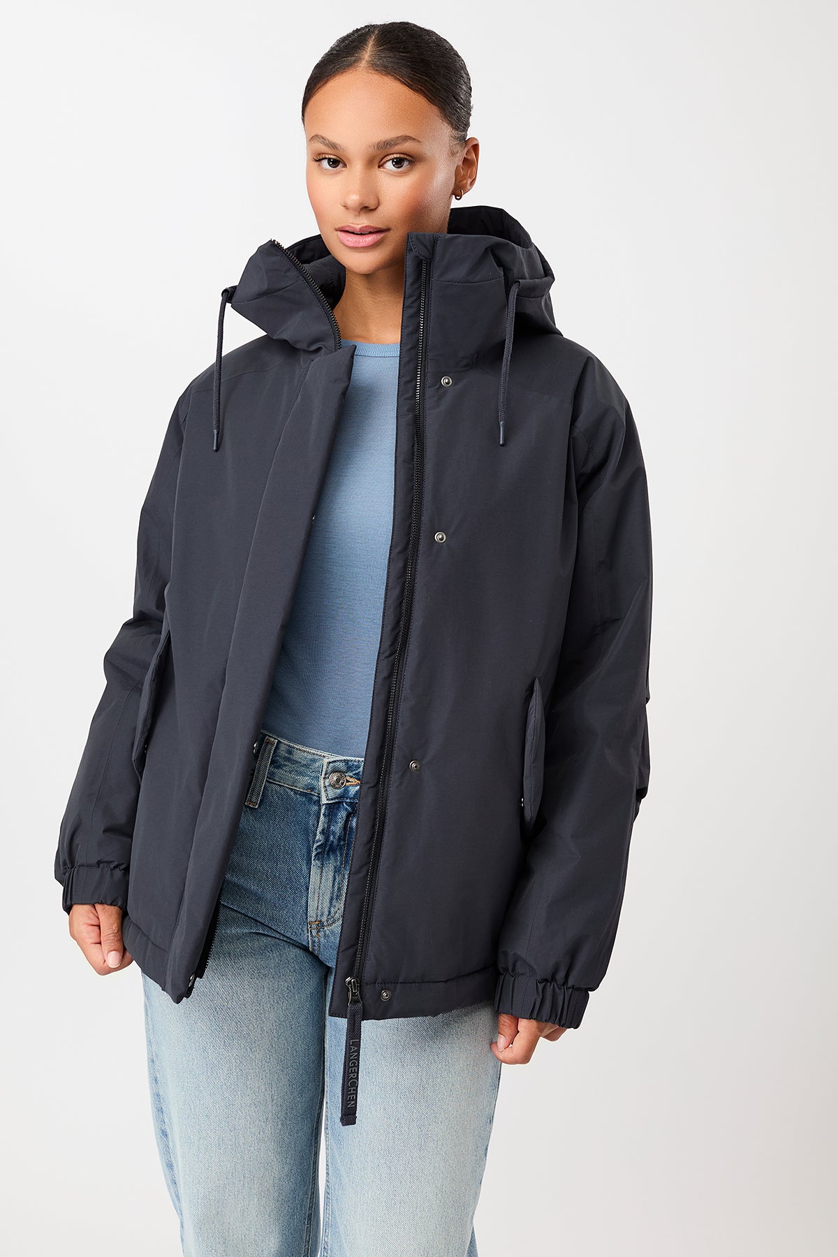 langerchen-wattierter-kurzparka-lockeres-volumen-navy image 4