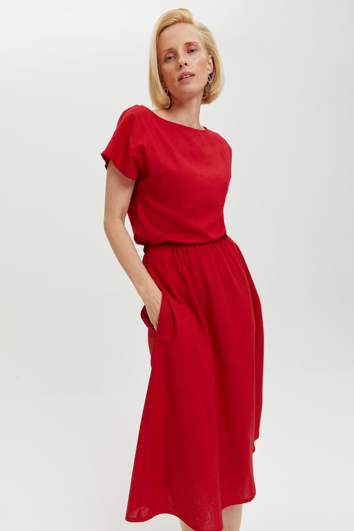 ayani-nane-leinenkleid-mit-kurzen-rmeln-in-rot image 6