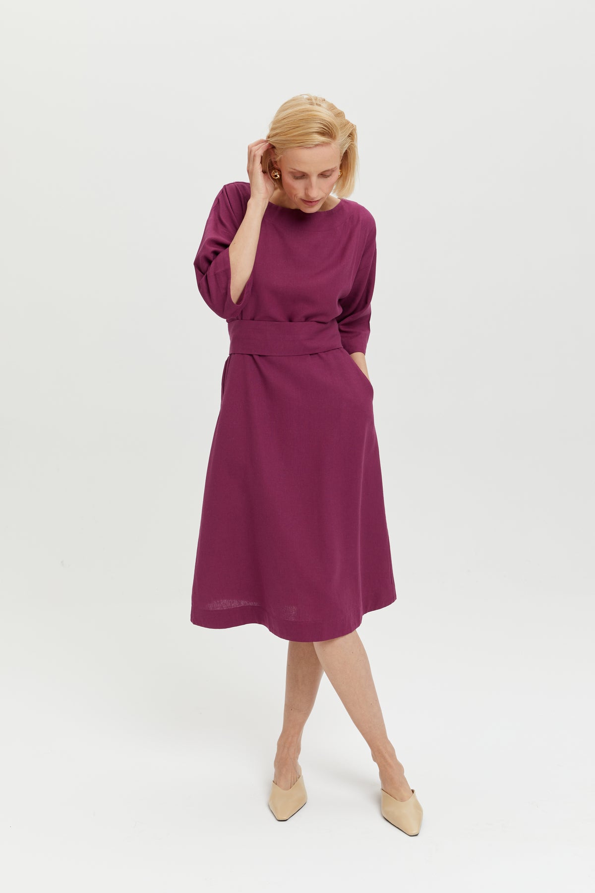 ayani-mane-elegantes-midi-kleid-mit-kimono-g-rtel-in-purple image 7