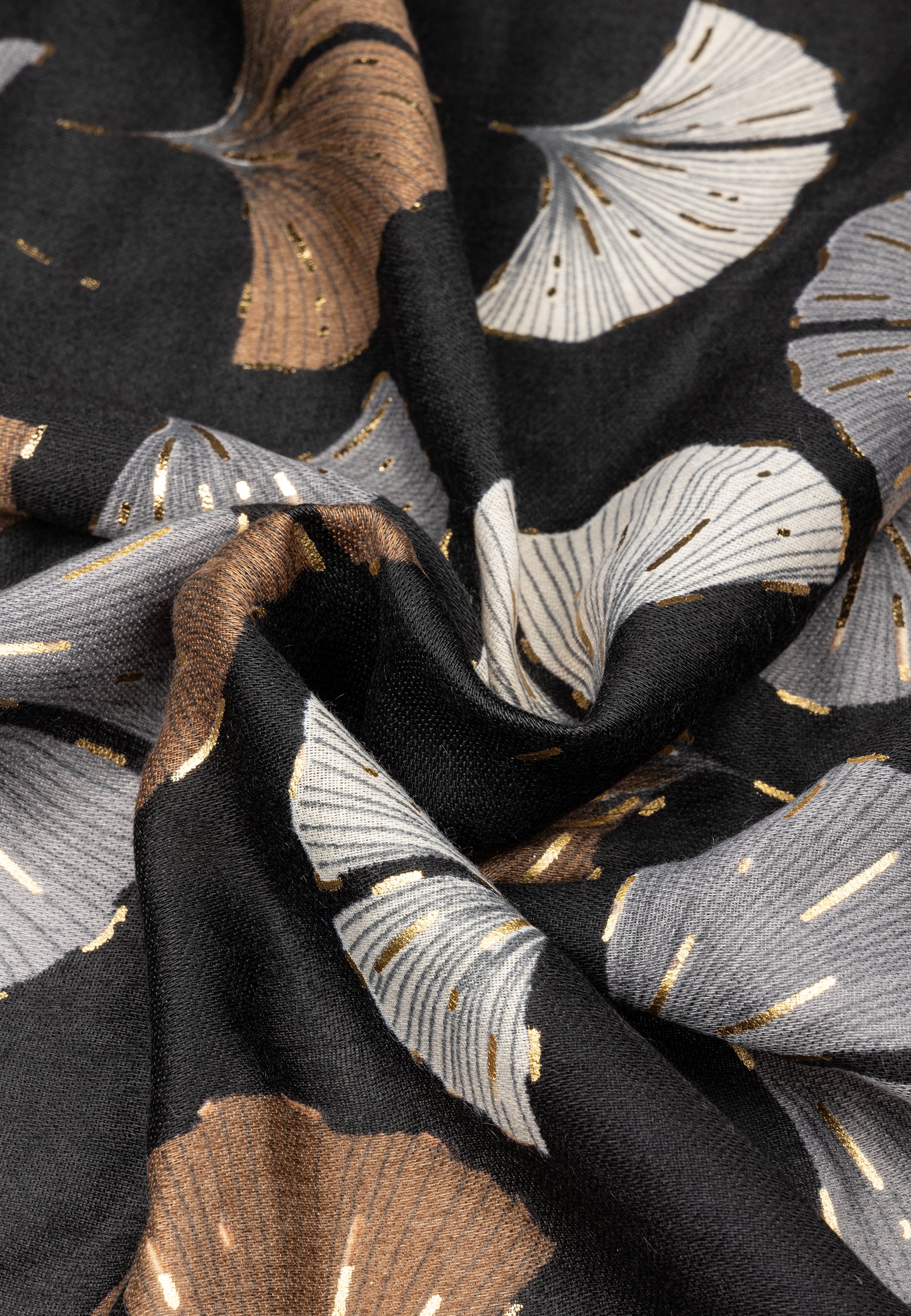 caspar-schal-no-516-damen-schal-mit-ginkgo-print-180-x-85-cm image 3