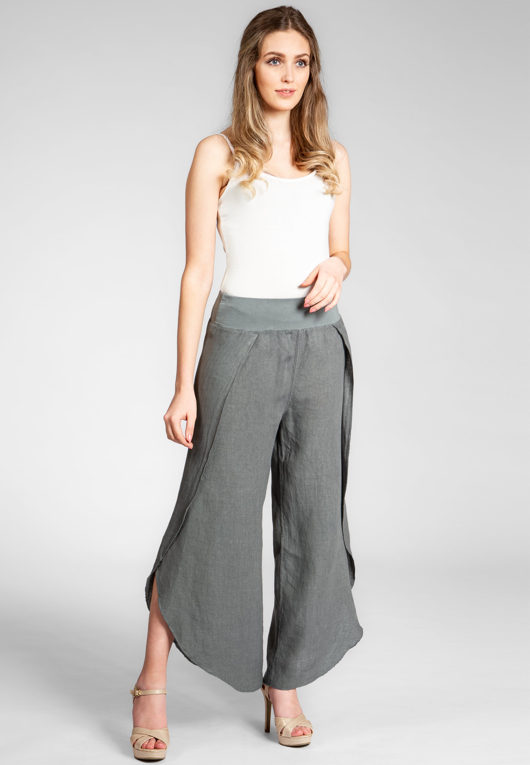 caspar-leinenhose-no-053-damen-sommerhose-mit-stretch-bund image 3