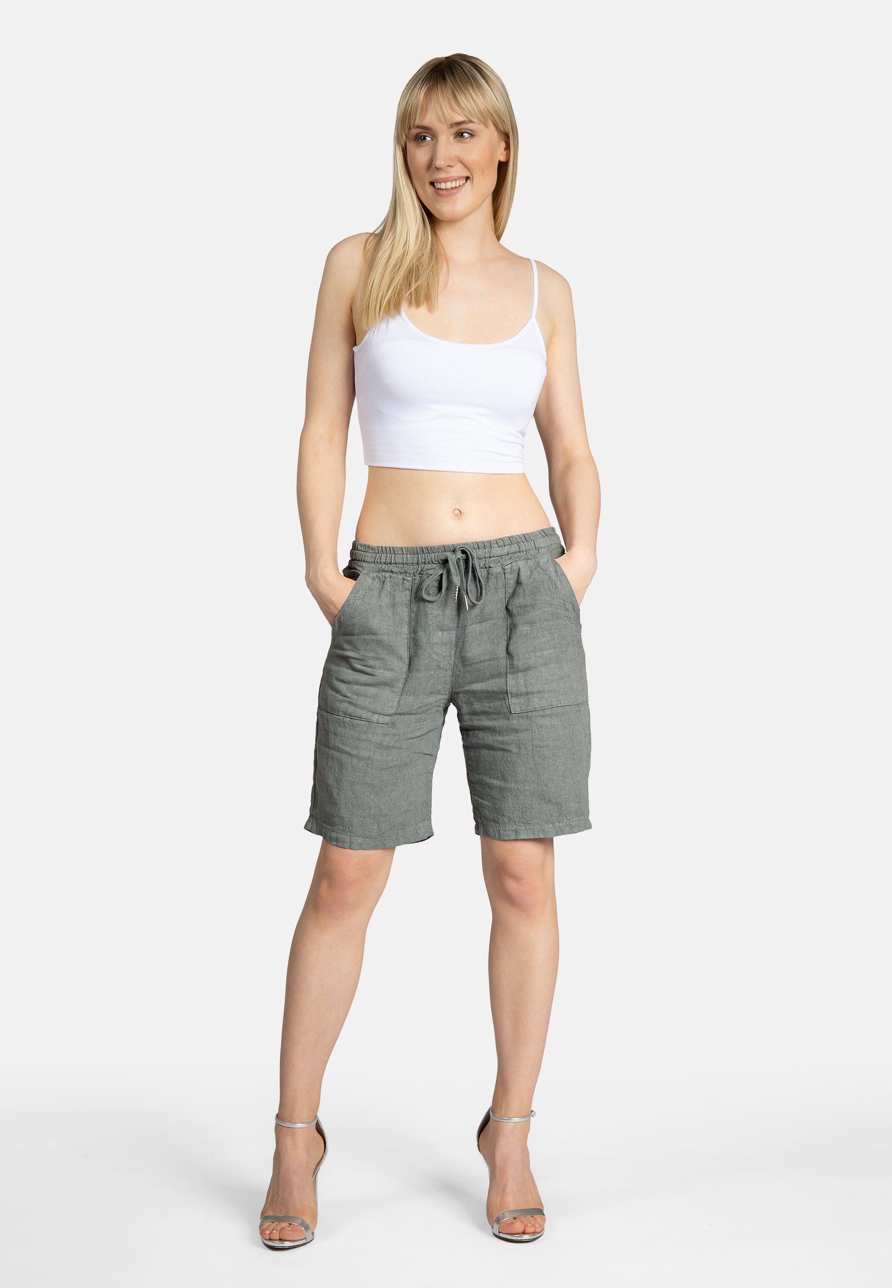caspar-leinenshorts-no-010-knielange-damen-relax-fit-shorts image 2