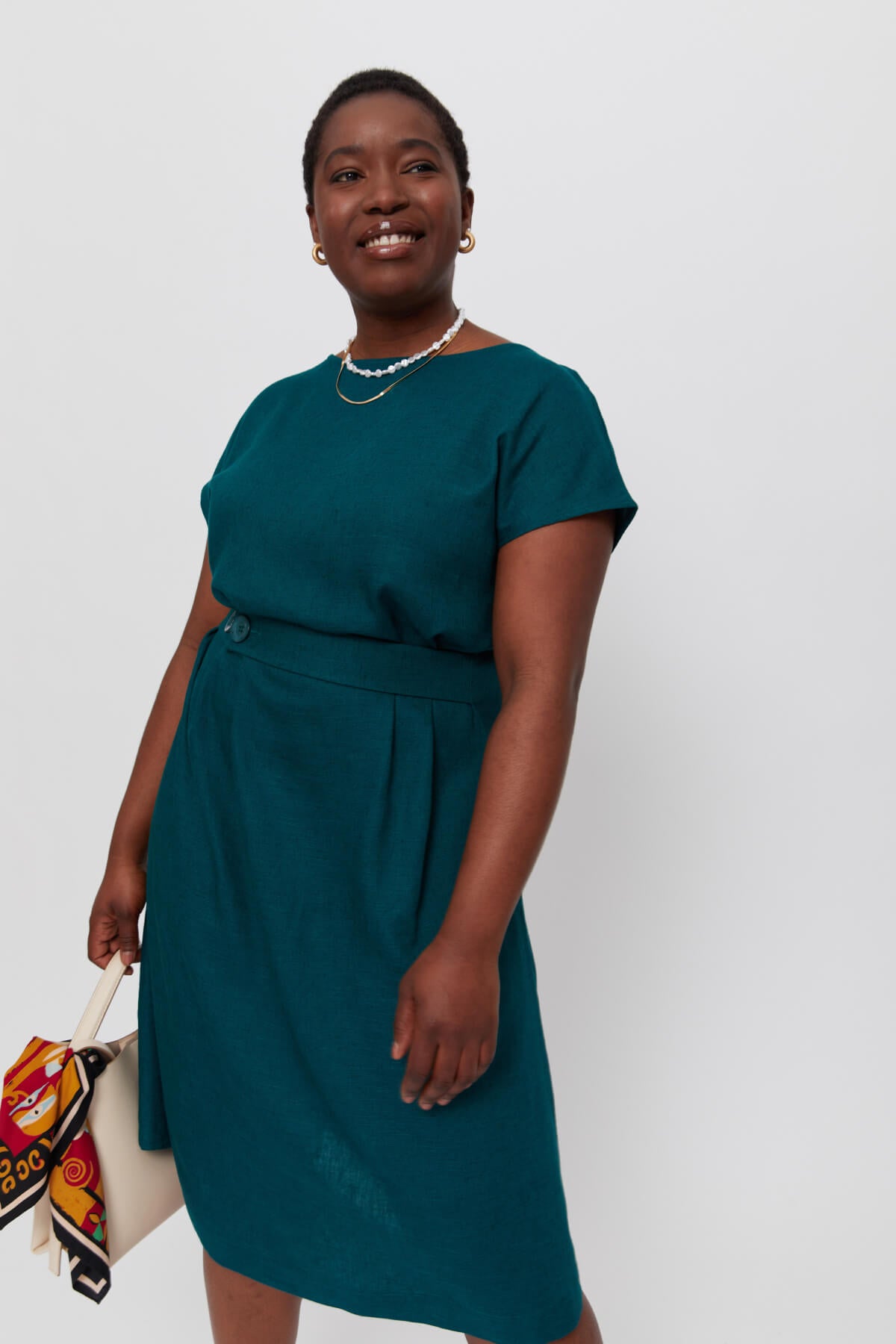 ayani-sati-midi-kleid-bootsausschnitt-gr-n image 1