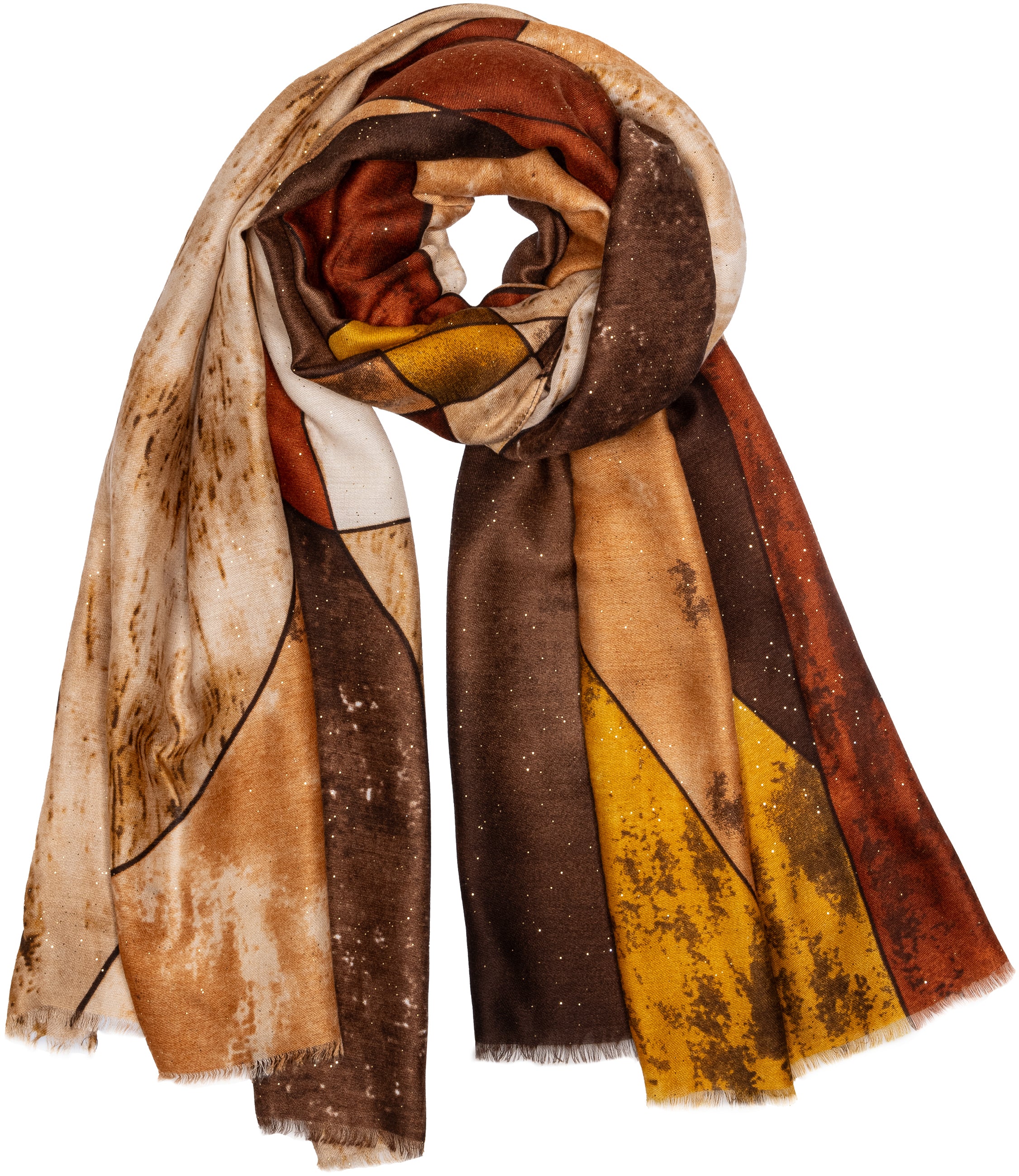 caspar-schal-no-518-damen-schal-aquarell-print-gold-180x85-cm image 4