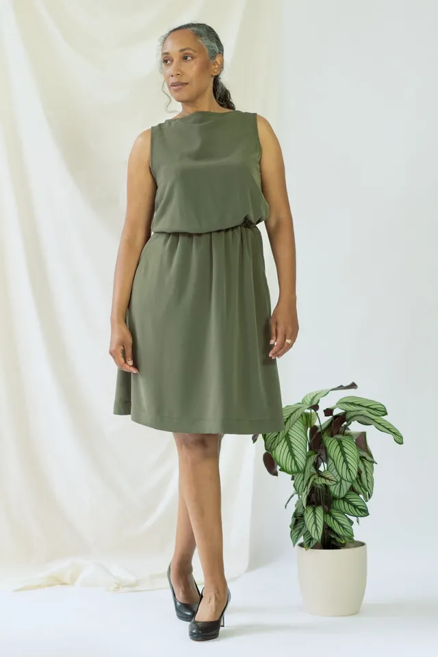 ayani-bella-rmelloses-drapiertes-kleid-in-olivegr-n image 1