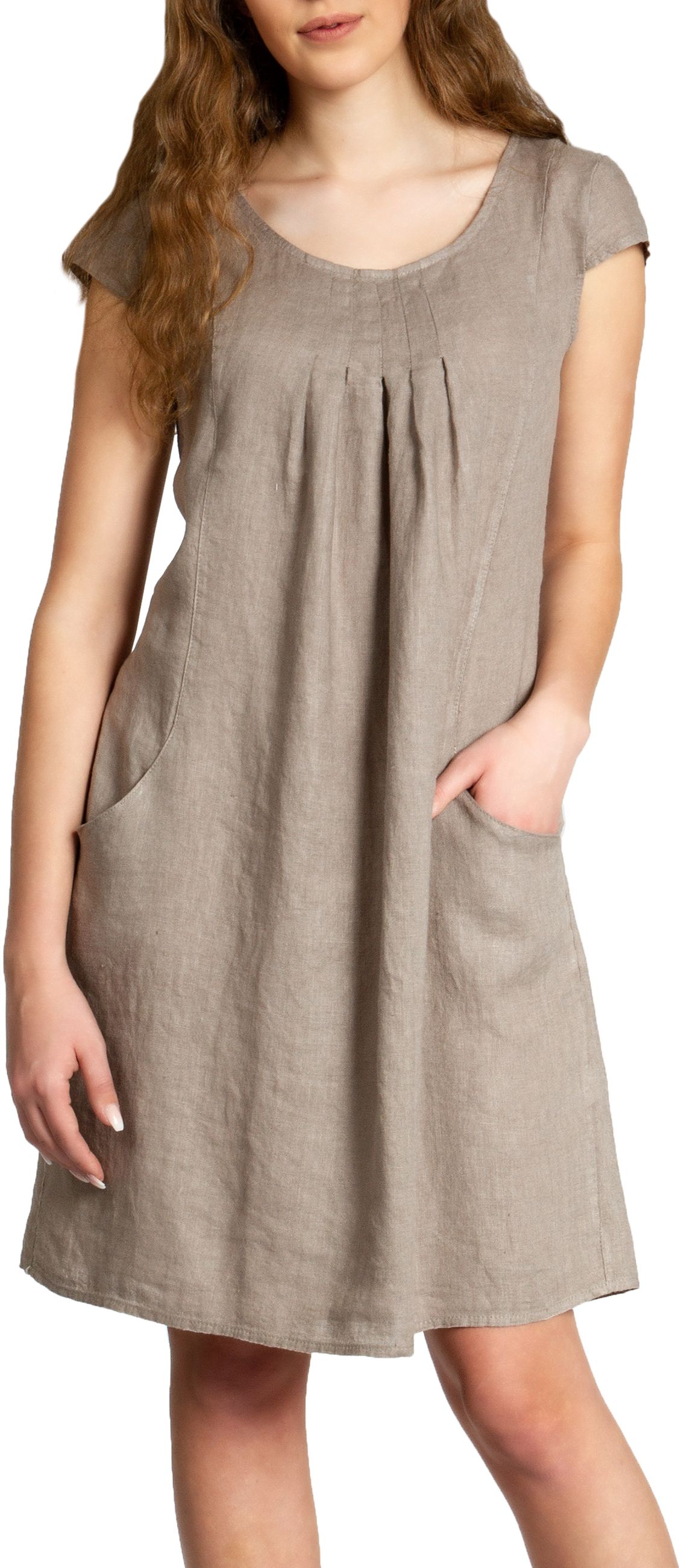 caspar-skl025-leinenkleid-knielang-100-leinen-damen image 1