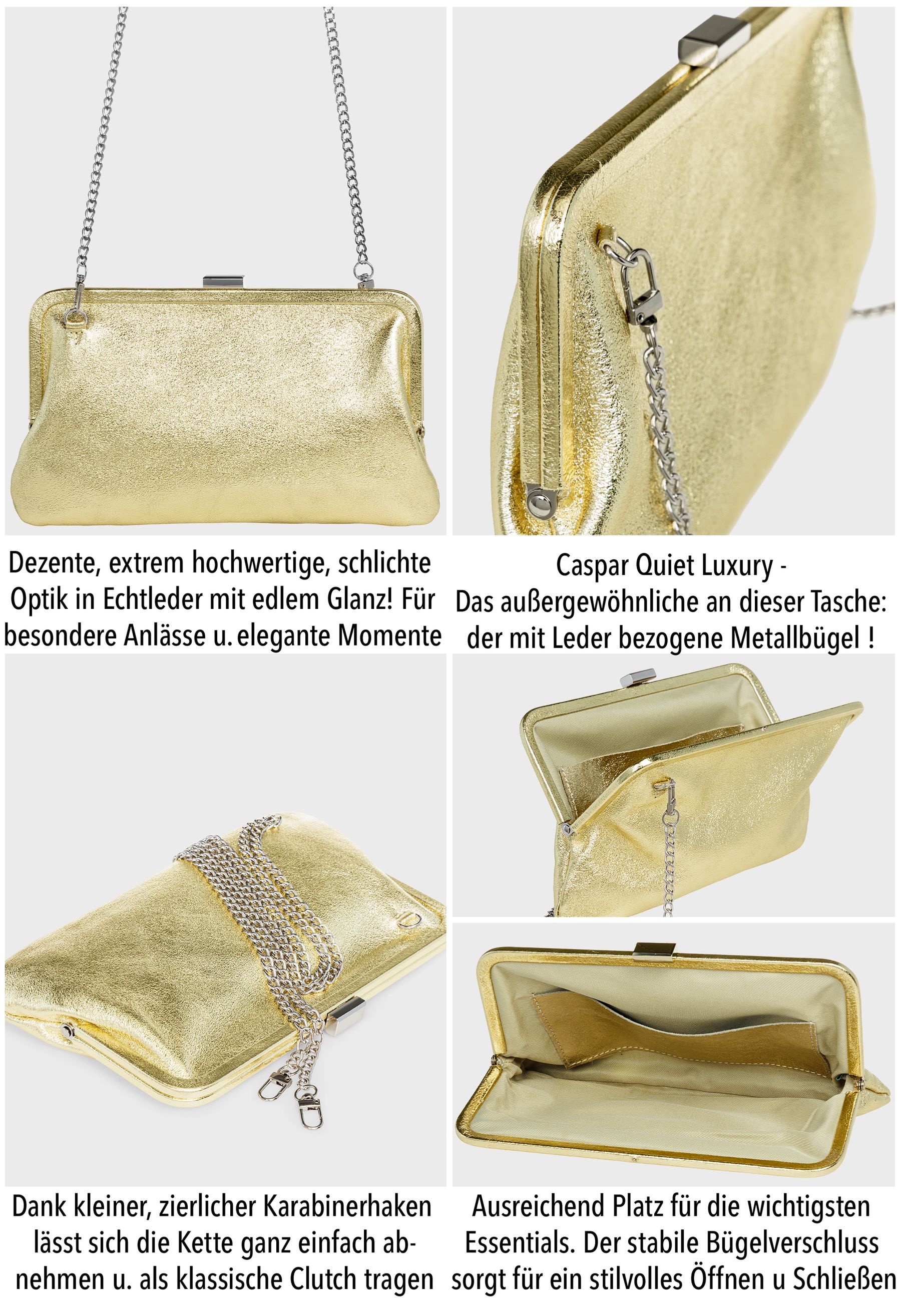 caspar-no-862-echtleder-clutch-damen-mit-b-gel-und-kette image 4