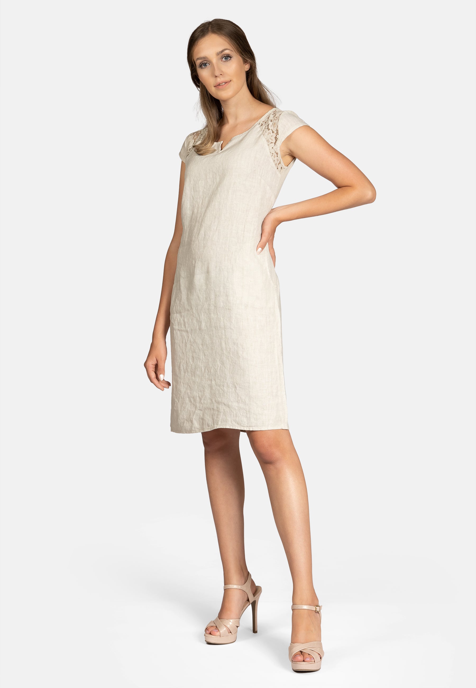 caspar-leinenkleid-no-042-damen-sommerkleid-aus-leinen-mit-spitze image 3